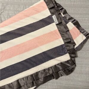Minky Couture Striped Pink and Gray Blanket